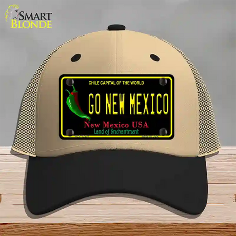 Go New Mexico Novelty License Plate Hat Mesh / Khaki|Black