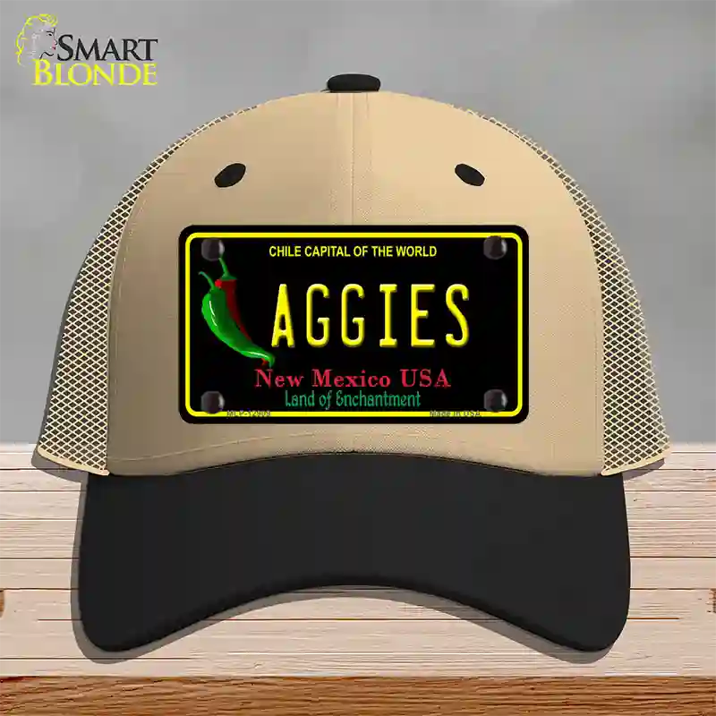 Aggies Novelty License Plate Hat Mesh / Khaki|Black