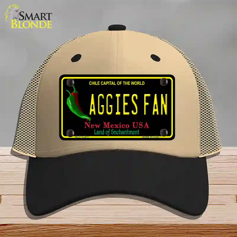 Aggies Fan Novelty License Plate Hat Mesh / Khaki|Black