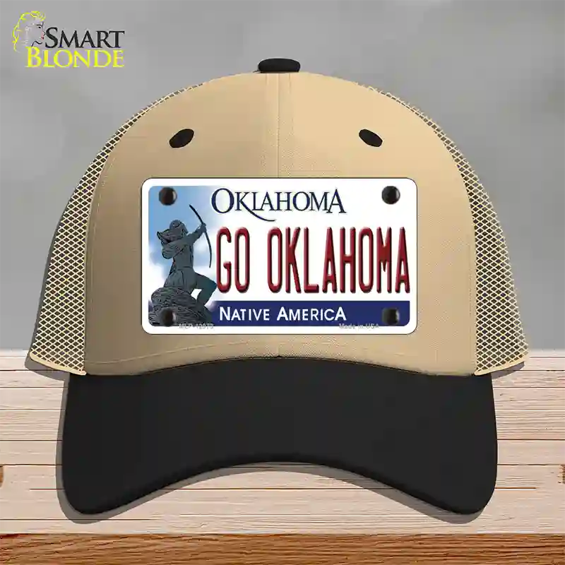 Go Oklahoma Novelty License Plate Hat Mesh / Khaki|Black