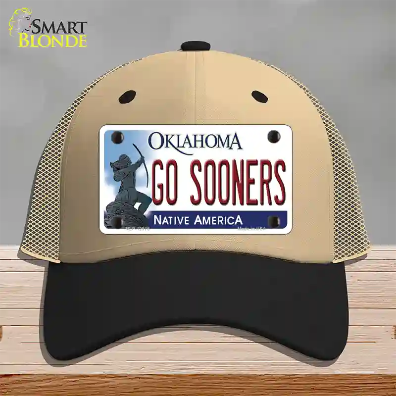 Go Sooners Novelty License Plate Hat Mesh / Khaki|Black