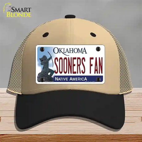 Sooners Fan Novelty License Plate Hat Mesh / Khaki|Black