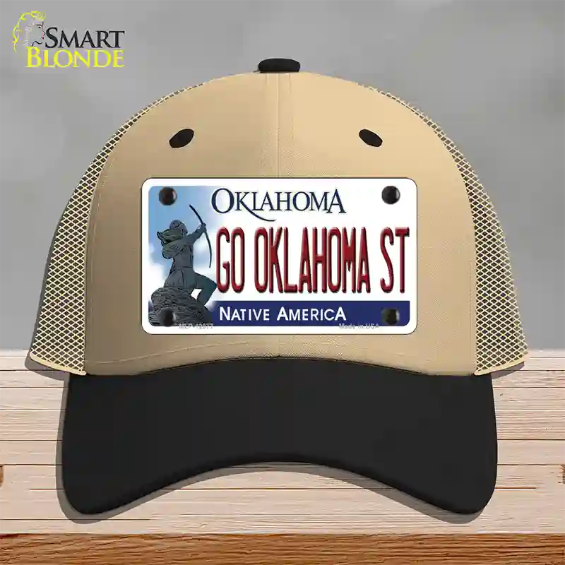 Go Oklahoma State Novelty License Plate Hat Mesh / Khaki|Black