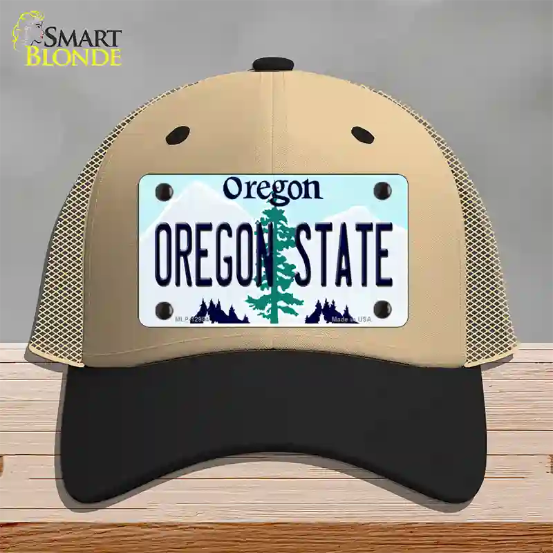 Oregon State Novelty License Plate Hat Mesh / Khaki|Black