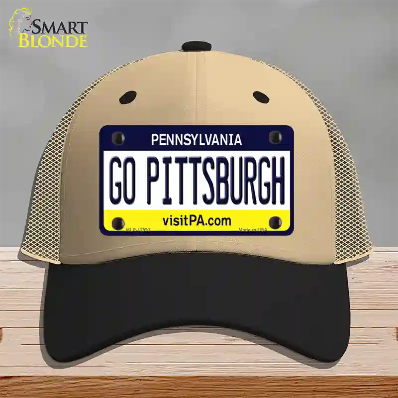 Go Pittsburgh Novelty License Plate Hat Mesh / Khaki|Black