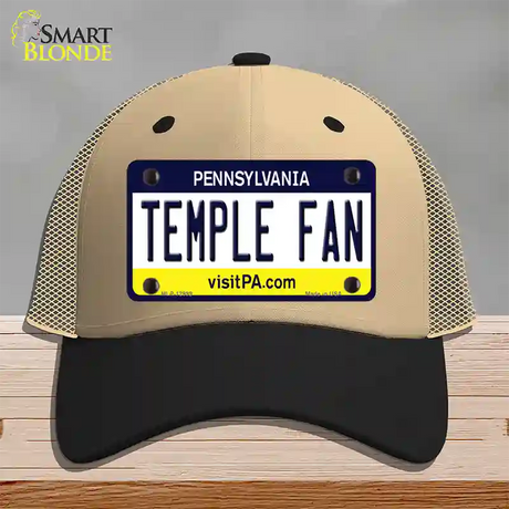 Temple Fan Novelty License Plate Hat Mesh / Khaki|Black