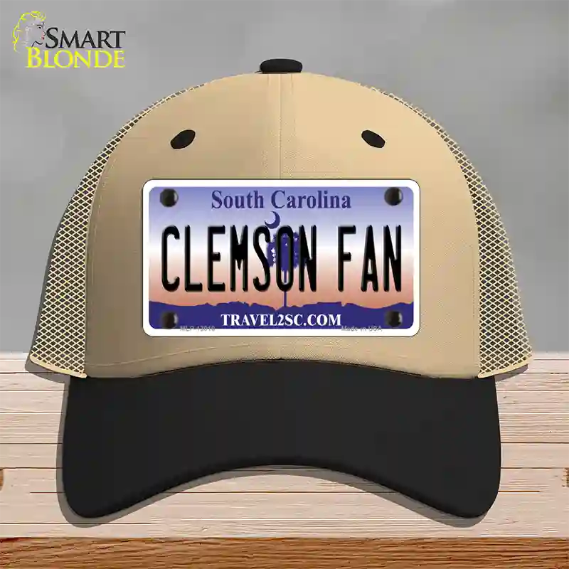 Clemson Fan Novelty License Plate Hat Mesh / Khaki|Black