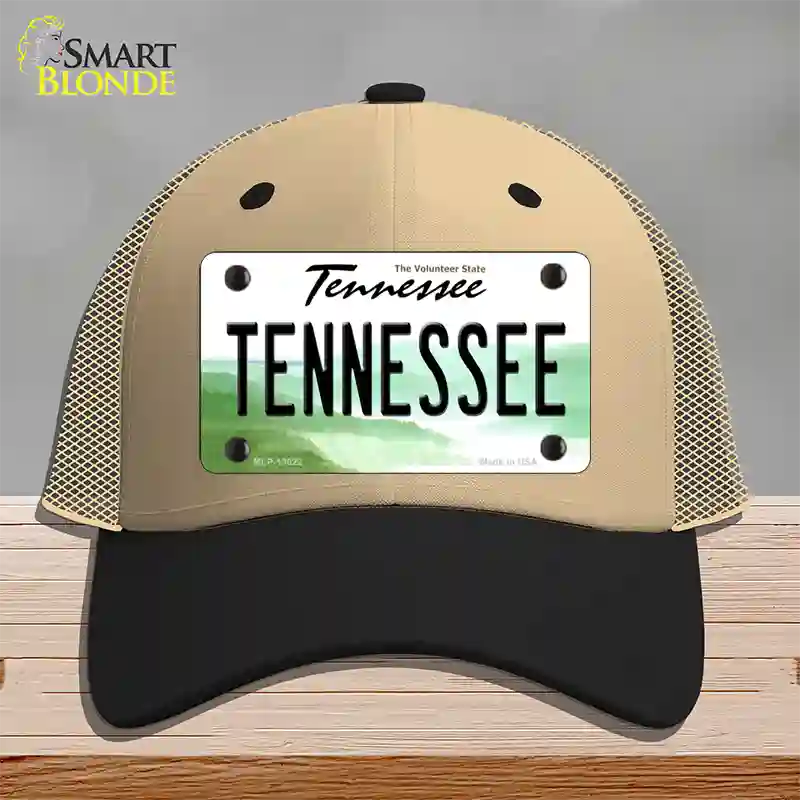 Tennessee Novelty License Plate Hat Mesh / Khaki|Black