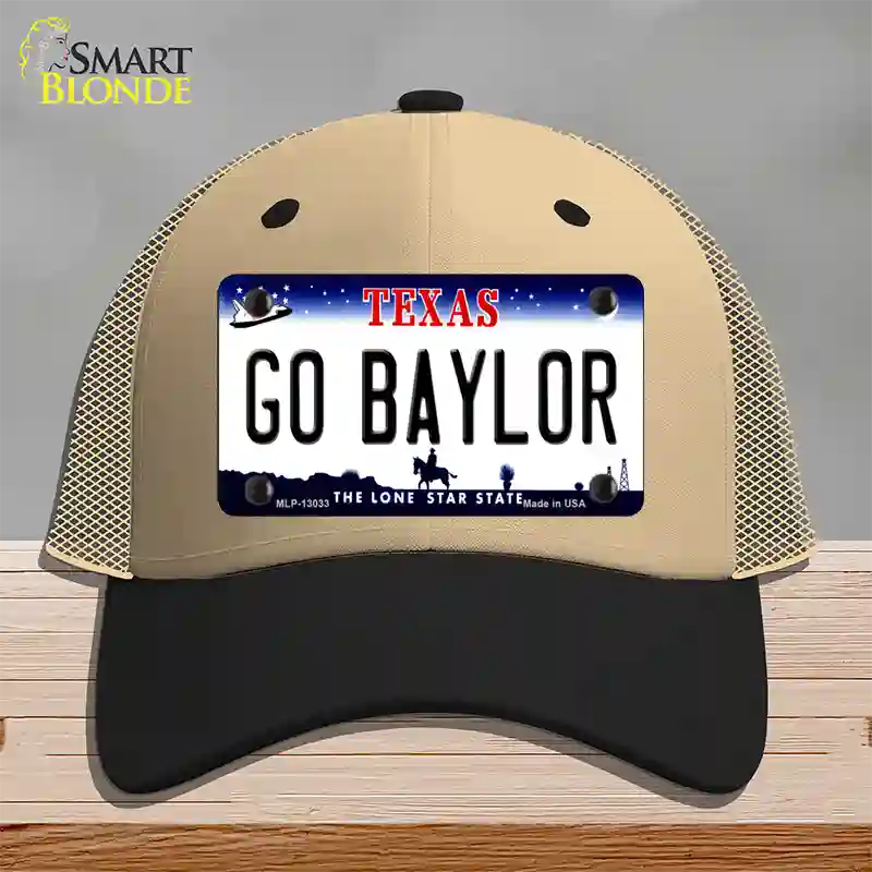 Go Baylor Novelty License Plate Hat Mesh / Khaki|Black