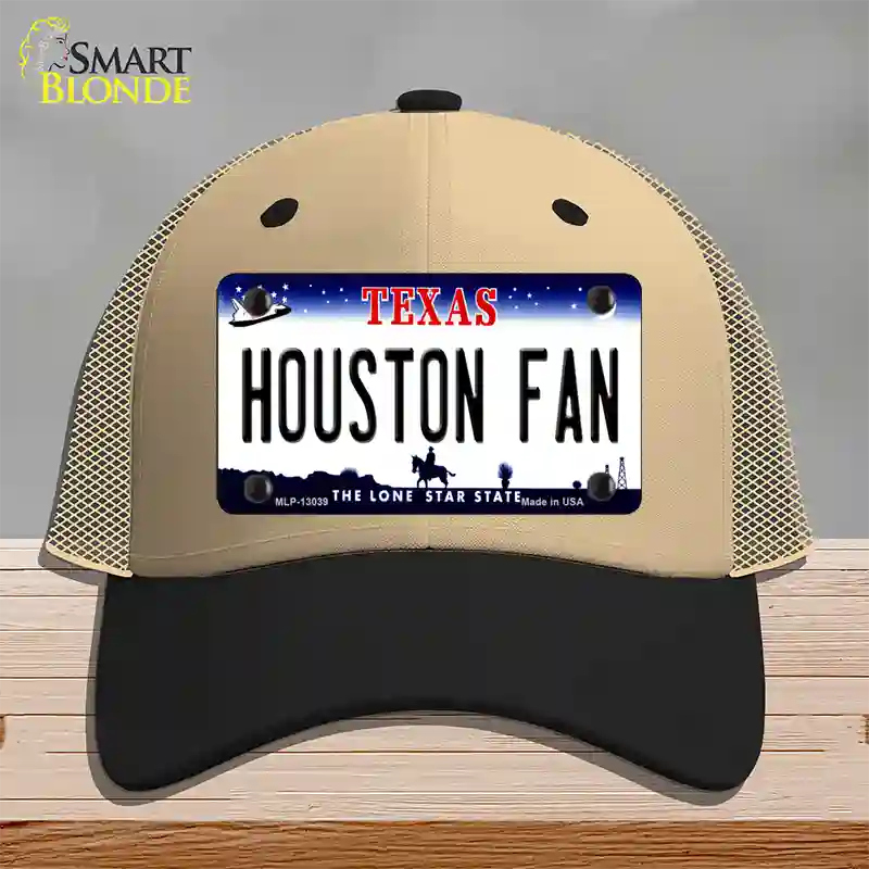 Houston Fan Novelty License Plate Hat Mesh / Khaki|Black