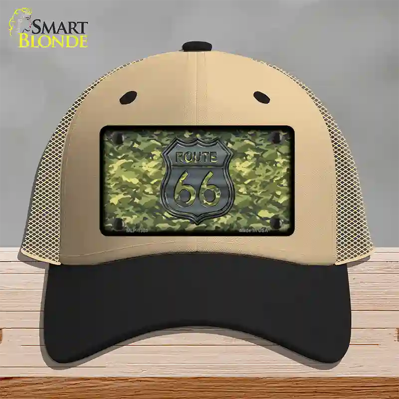 Route 66 Camouflage Novelty License Plate Hat Mesh / Khaki|Black