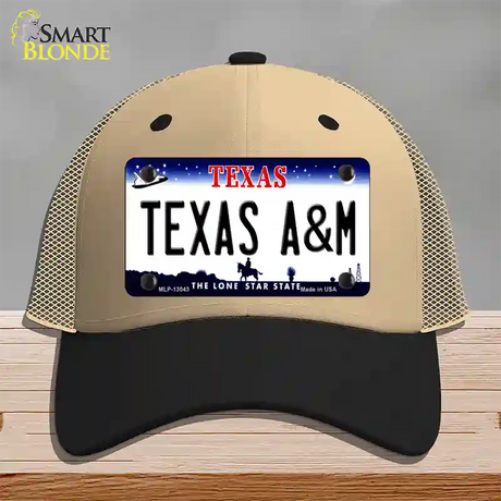 Texas A&M Novelty License Plate Hat Mesh / Khaki|Black