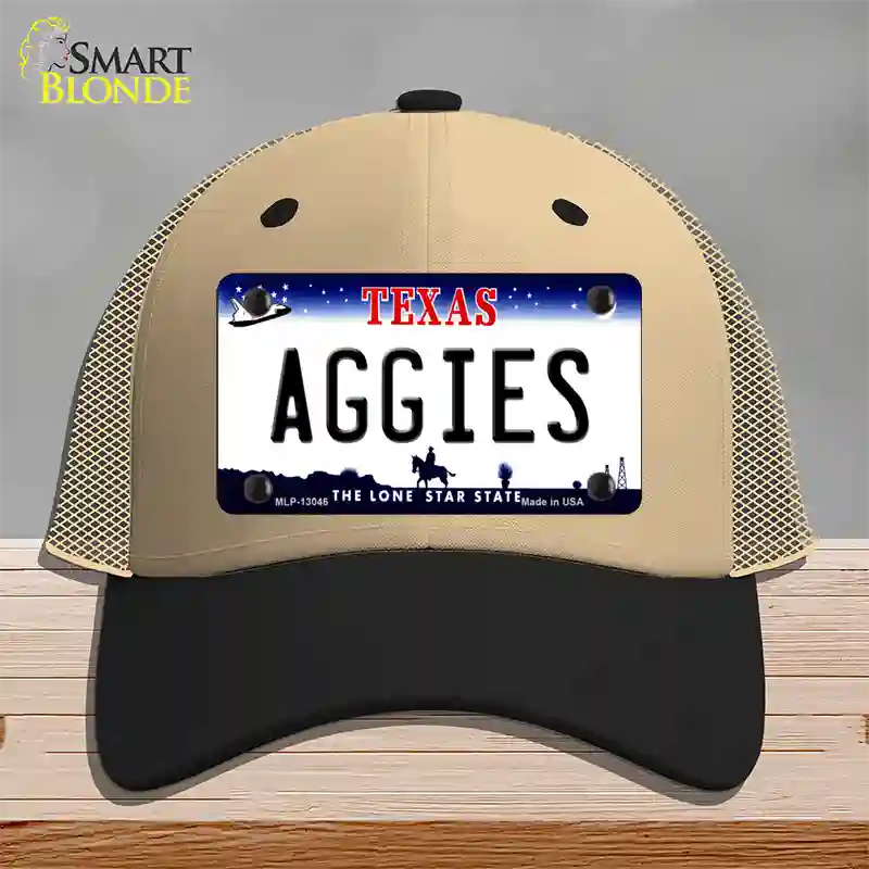 Aggies Texas Novelty License Plate Hat Mesh / Khaki|Black