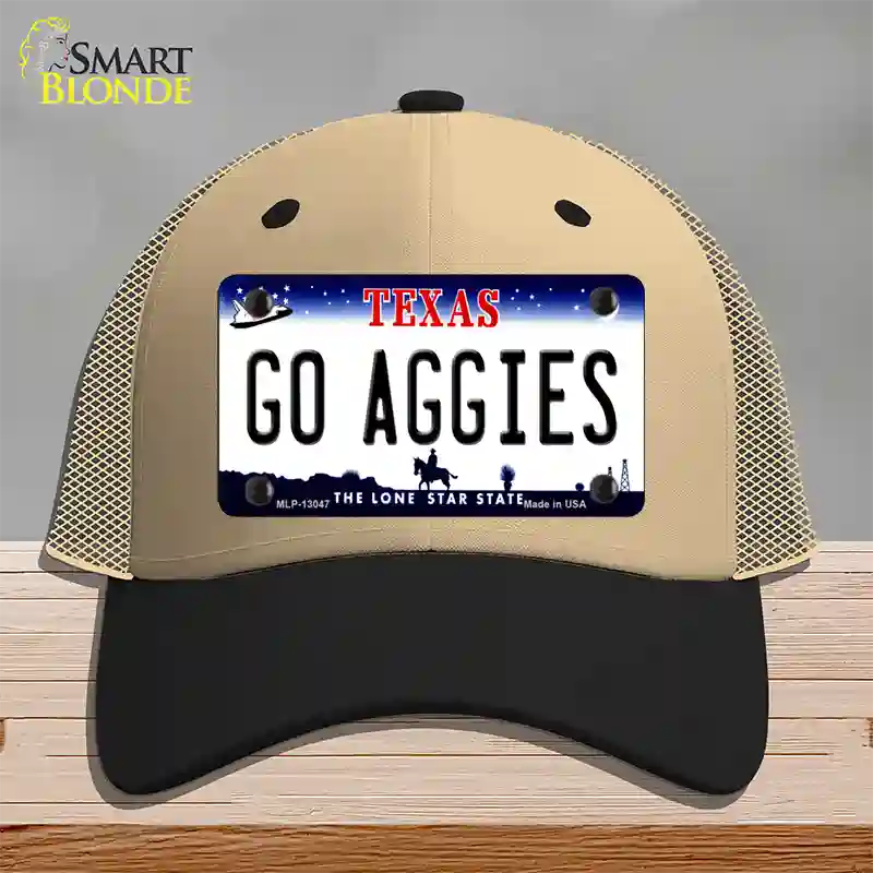 Go Aggies Texas Novelty License Plate Hat Mesh / Khaki|Black