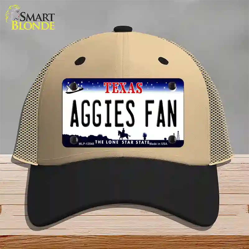 Aggies Fan Texas Novelty License Plate Hat Mesh / Khaki|Black