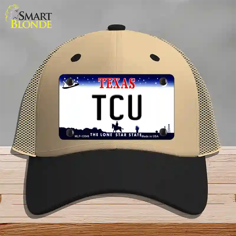 TCU Novelty License Plate Hat Mesh / Khaki|Black