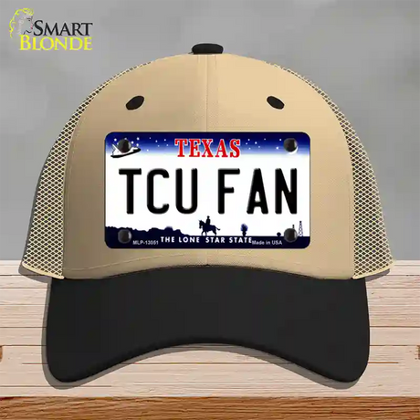 TCU Fan Novelty License Plate Hat Mesh / Khaki|Black