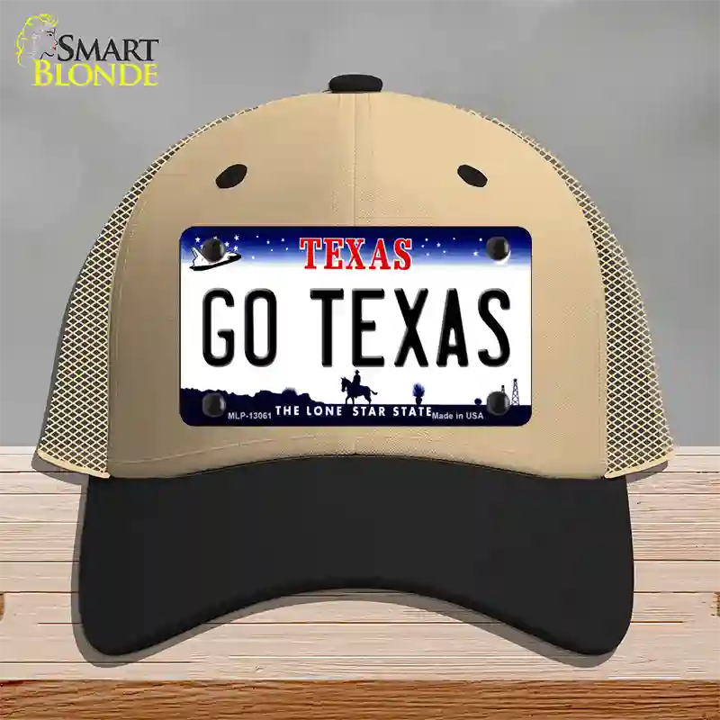 Go Texas Novelty License Plate Hat Mesh / Khaki|Black