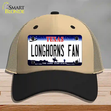 Longhorns Fan Novelty License Plate Hat Mesh / Khaki|Black