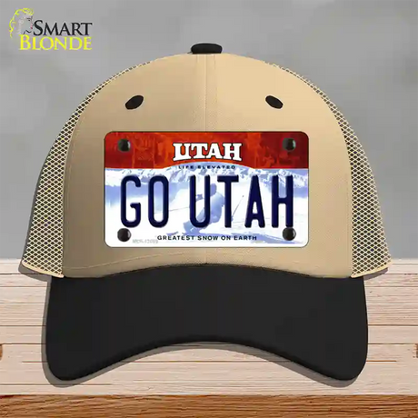 Go Utah Novelty License Plate Hat Mesh / Khaki|Black