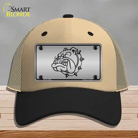 Bulldog Novelty License Plate Hat Mesh / Khaki|Black