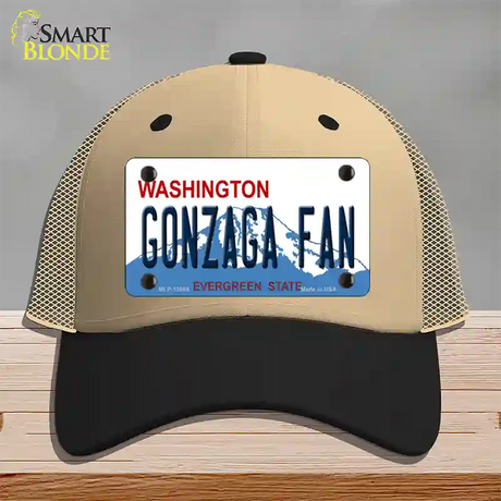 Gonzaga Fan Novelty License Plate Hat Mesh / Khaki|Black