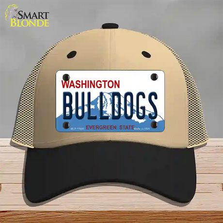 Bulldogs Washington State Novelty License Plate Hat Mesh / Khaki|Black