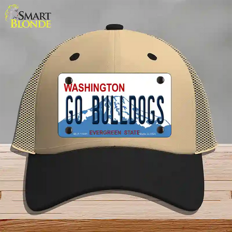 Go Bulldogs Washington Novelty License Plate Hat Mesh / Khaki|Black