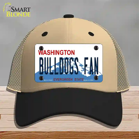 Bulldogs Fan Washington Novelty License Plate Hat Mesh / Khaki|Black