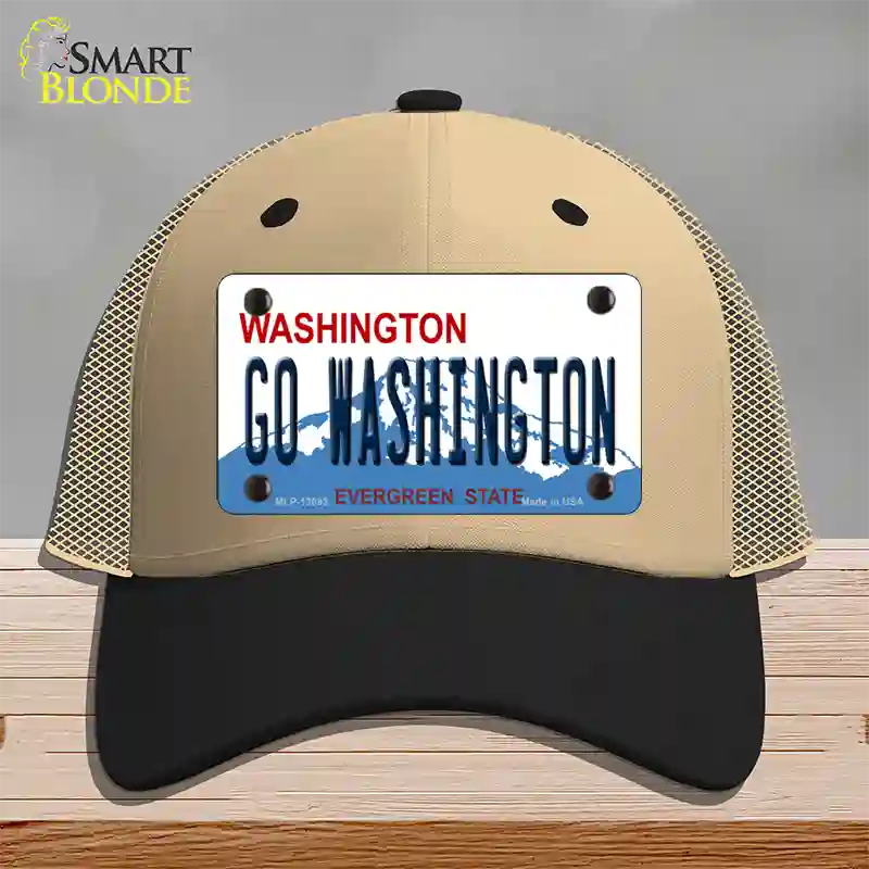 Go Washington Novelty License Plate Hat Mesh / Khaki|Black