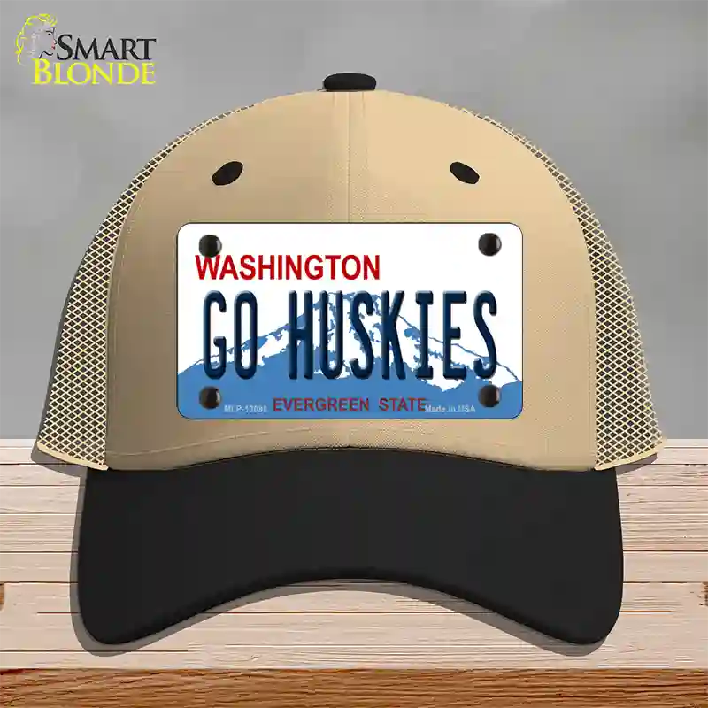 Go Huskies Novelty License Plate Hat Mesh / Khaki|Black