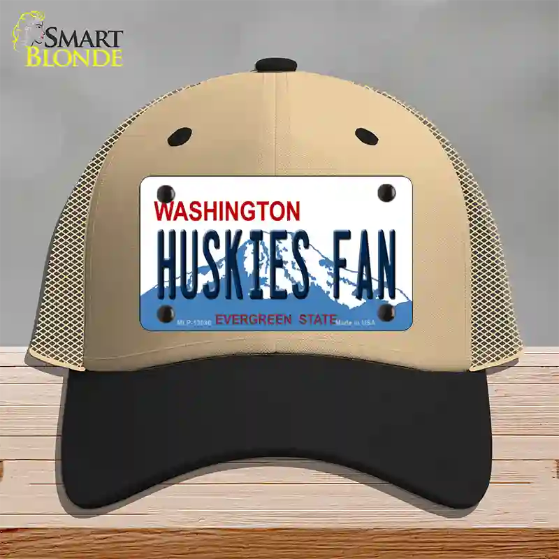 Huskies Fan Washington Novelty License Plate Hat Mesh / Khaki|Black