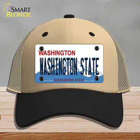 Washington State Univ Novelty License Plate Hat Mesh / Khaki|Black