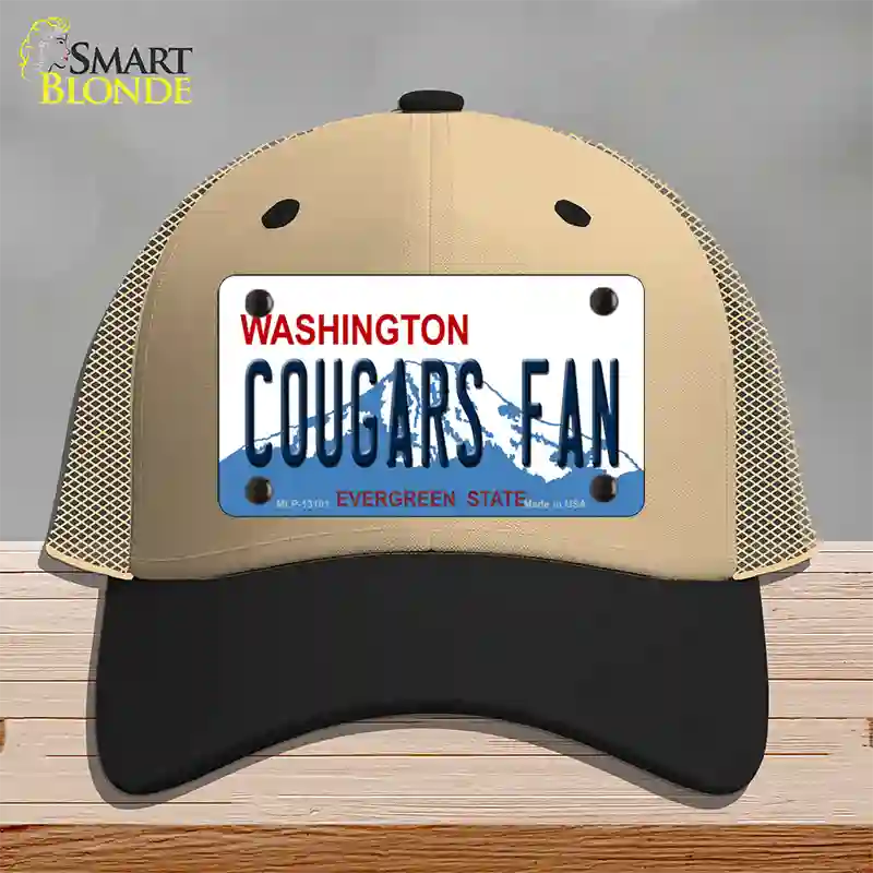 Washington Plate Cougars Fan Novelty License Plate Hat Mesh / Khaki|Black