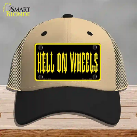 Hell On Wheels Novelty License Plate Hat Mesh / Khaki|Black