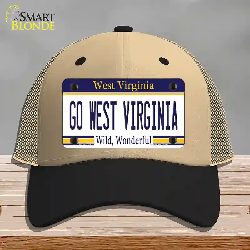 Go West Virginia Novelty License Plate Hat Mesh / Khaki|Black