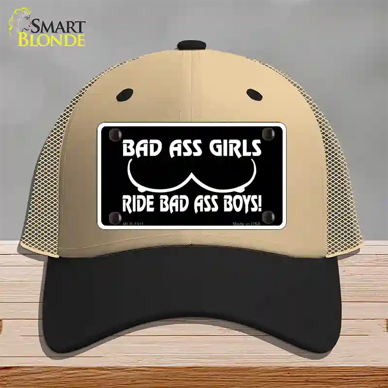 Bad Ass Girls Novelty License Plate Hat Mesh / Khaki|Black