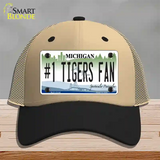 Number 1 Tigers Fan Novelty License Plate Hat Tag Mesh / Khaki|Black