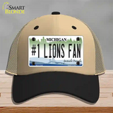 Number 1 Lions Fan Novelty License Plate Hat Tag Mesh / Khaki|Black