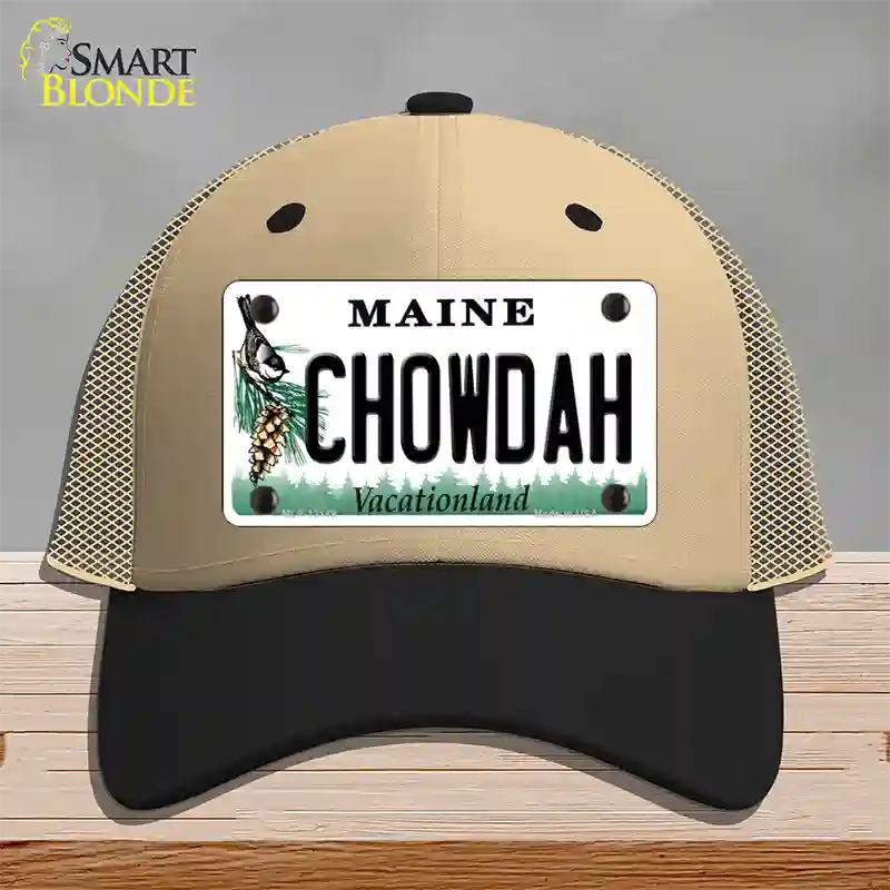 Chowdah Maine Novelty License Plate Hat Mesh / Khaki|Black