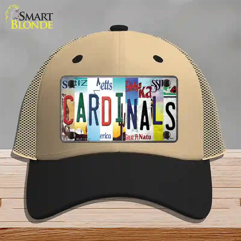 Cardinals Strip Art Novelty License Plate Hat Tag Mesh / Khaki|Black