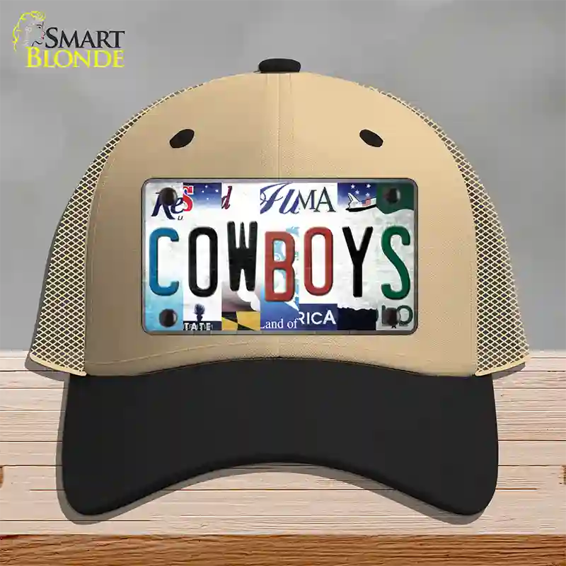 Cowboys Strip Art Novelty License Plate Hat Tag Mesh / Khaki|Black