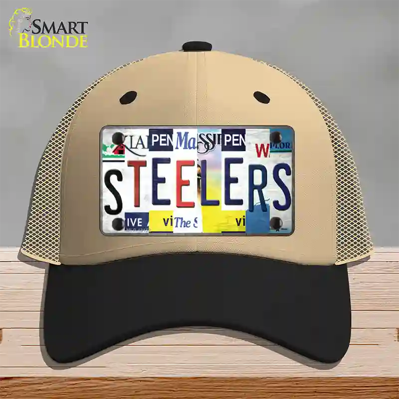 Steelers Strip Art Novelty License Plate Hat Tag Mesh / Khaki|Black