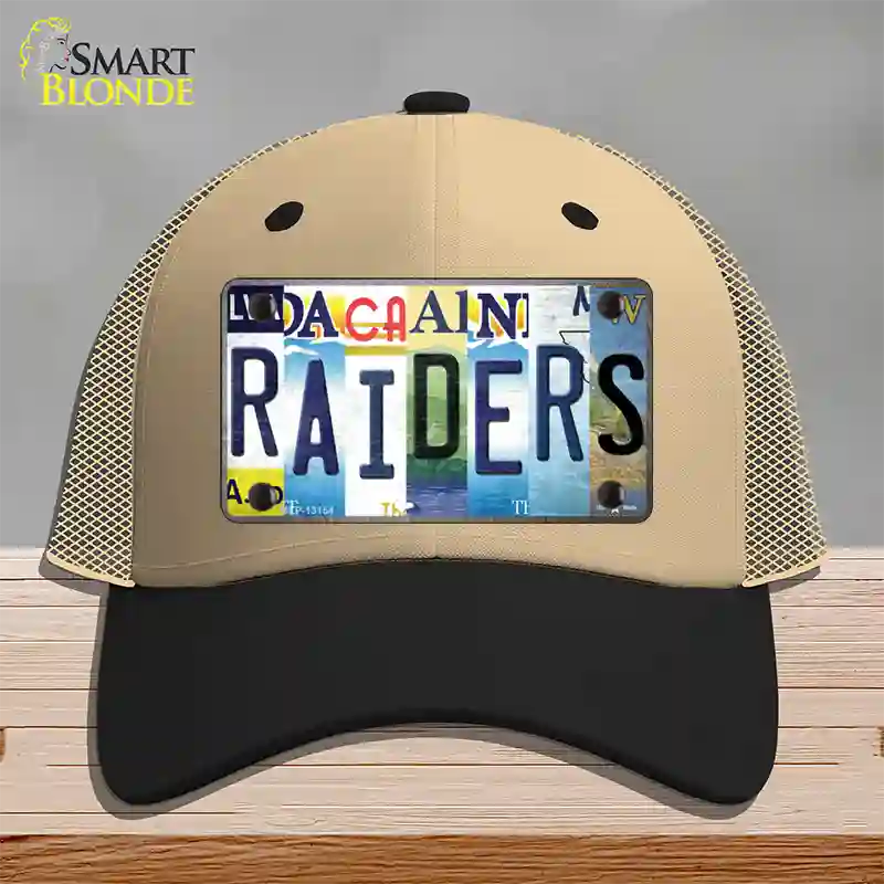 Raiders Strip Art Novelty License Plate Hat Tag Mesh / Khaki|Black