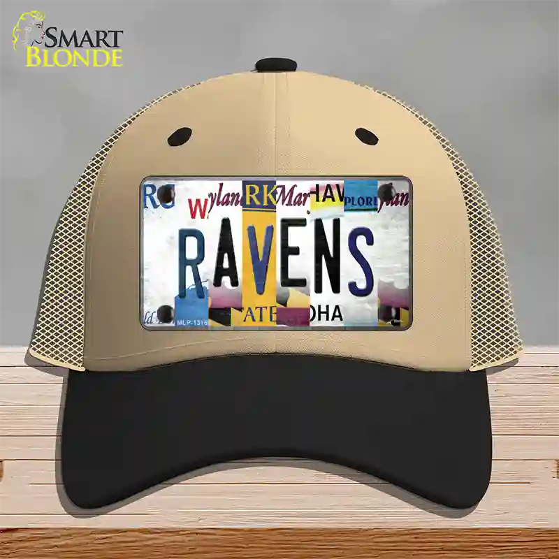 Ravens Strip Art Novelty License Plate Hat Tag Mesh / Khaki|Black