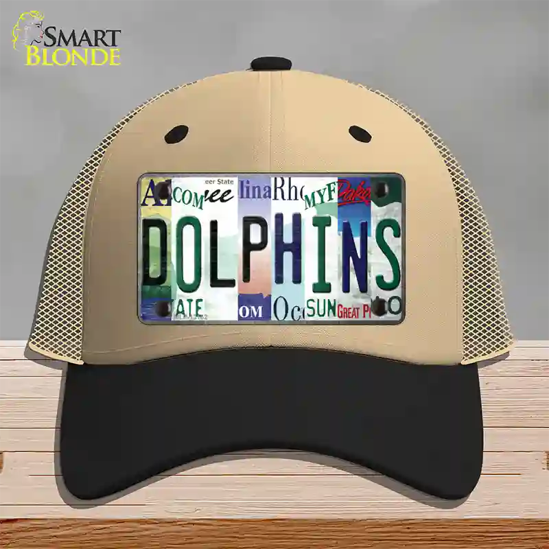 Dolphins Strip Art Novelty License Plate Hat Tag Mesh / Khaki|Black