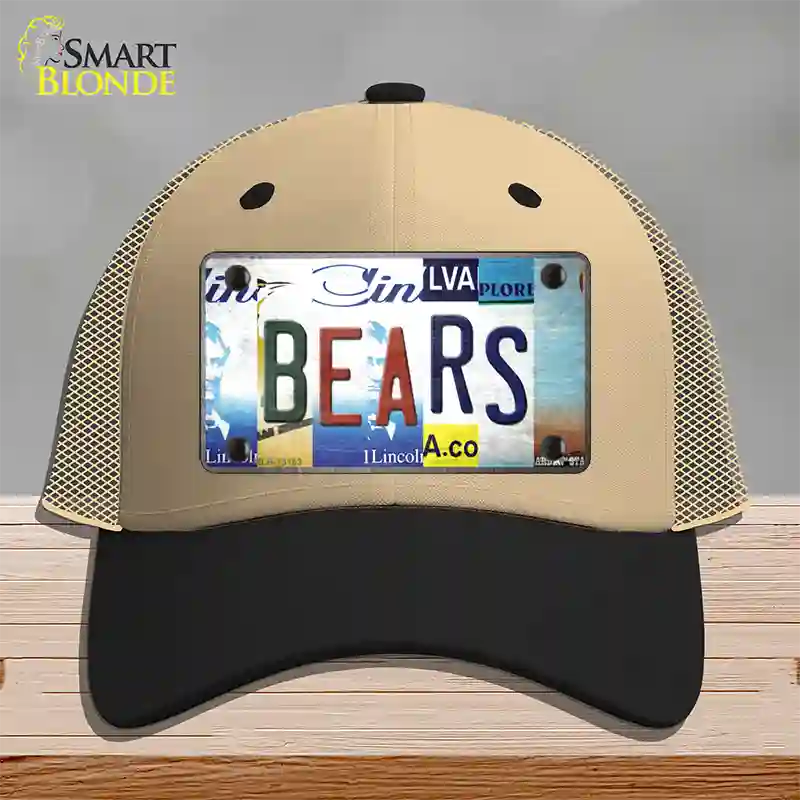 Bears Strip Art Novelty License Plate Hat Tag Mesh / Khaki|Black