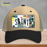 Saints Strip Art Novelty License Plate Hat Tag Mesh / Khaki|Black