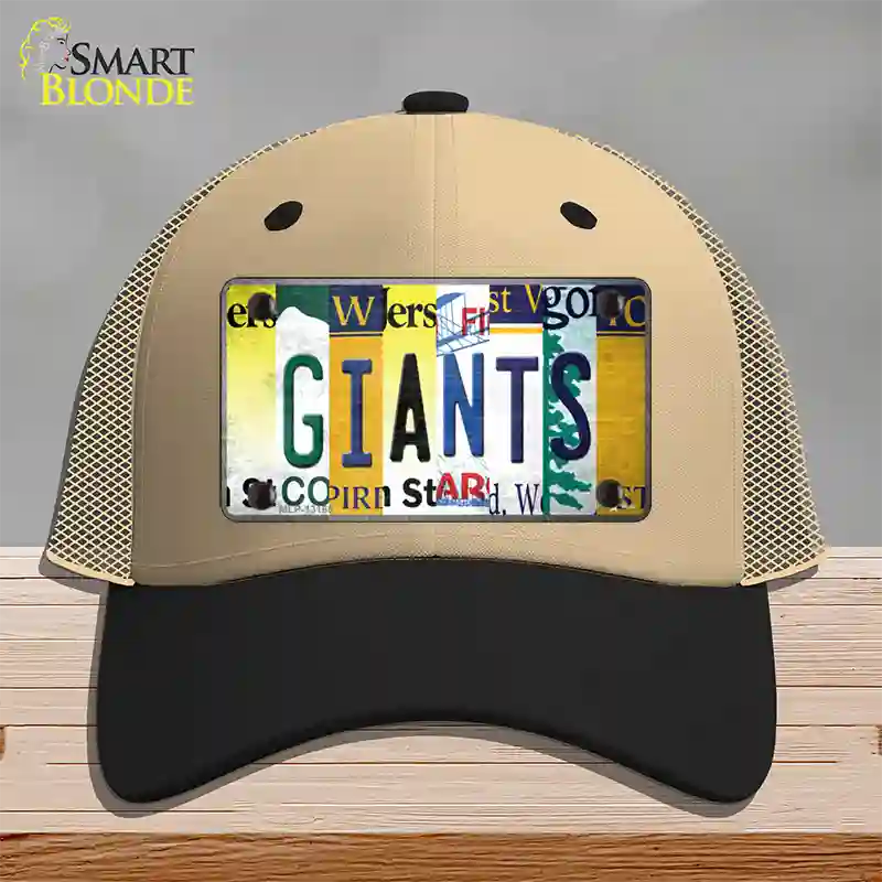 Giants Strip Art Novelty License Plate Hat Tag Mesh / Khaki|Black