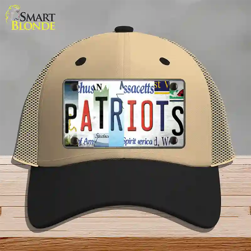 Patriots Strip Art Novelty License Plate Hat Tag Mesh / Khaki|Black